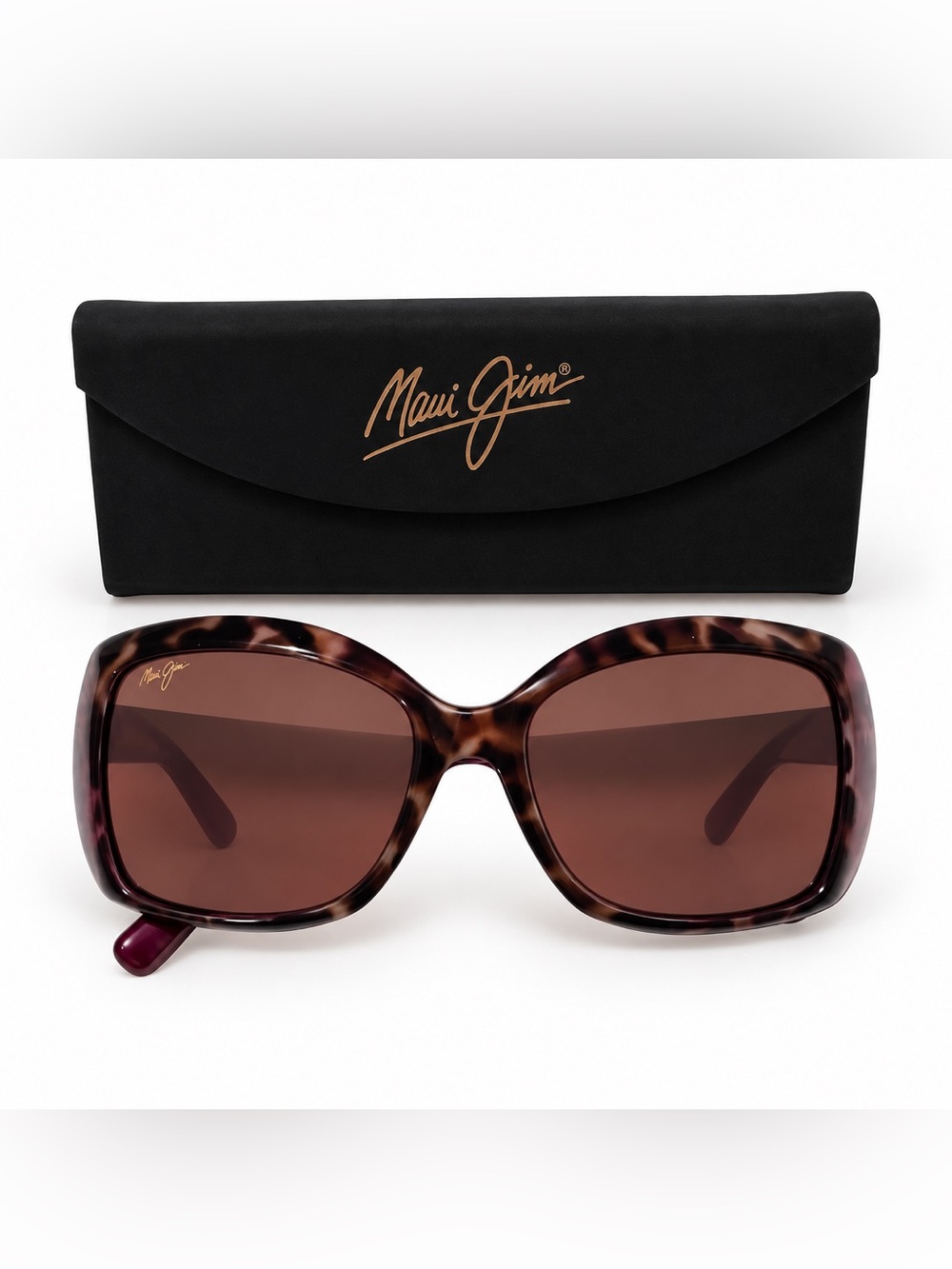 NWOT Maui Jim Orchid MJ735-12B Polarized Sunglasses Tortoise Rose With Case